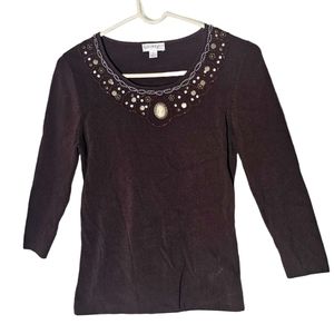 Giorgio Italia vintage 3/4 sweater brown beaded